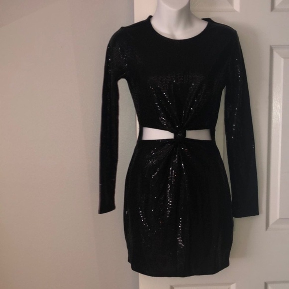 NWT H&M Black sequin dress with cutouts